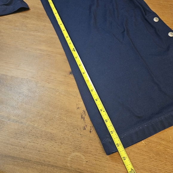 Aerie Pull On Side Snap Culotte Wide Leg Cropped Pants Pockets Navy Size Medium - Picture 9 of 14